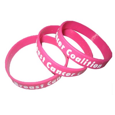 1" Breast Cancer Custom Deboss-fill Wristbands