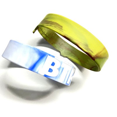 Custom 3/4'' x 8'' Dmbossed Printed Segmented Silicone Wristband