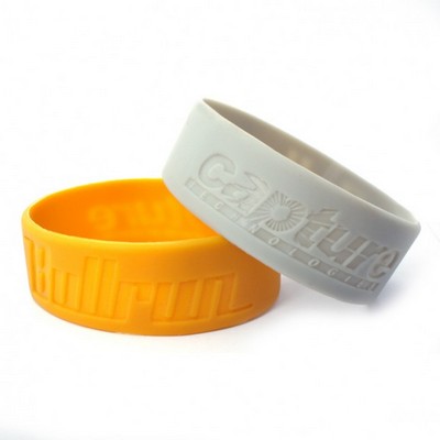 1" Wide Solid Color Silicone Wristband (Debossed Or Embossed)